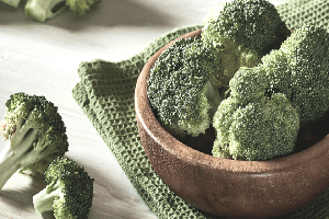 Raw broccoli in a bowl